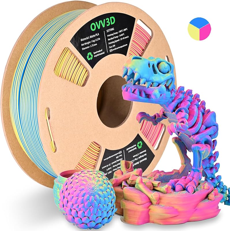 OVV3D Filament Rainbow Tri Color Printer Printing