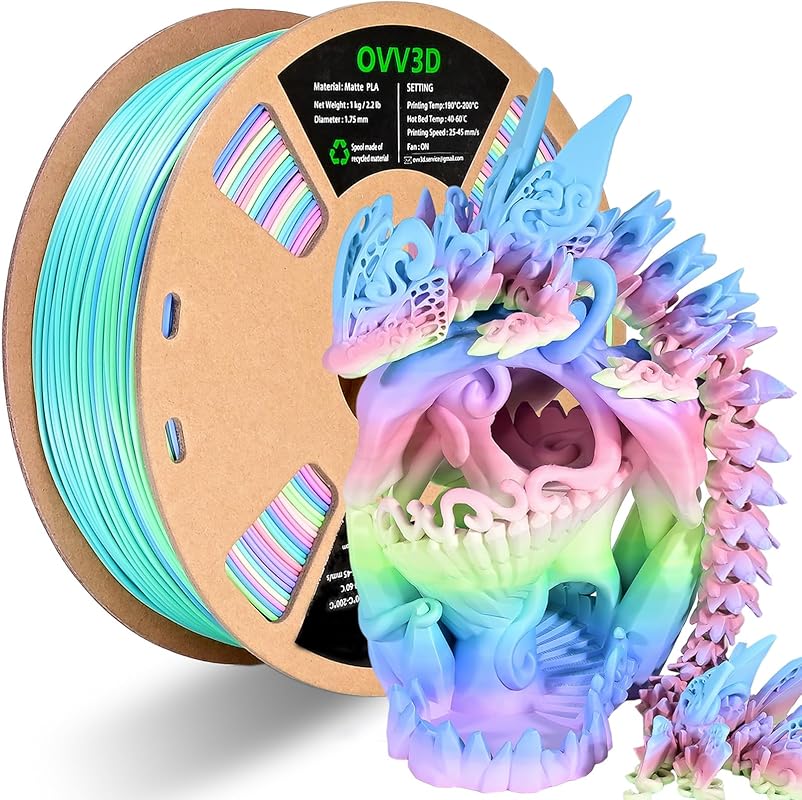 OVV3D Rainbow Filament Multicolor Changing Printing
